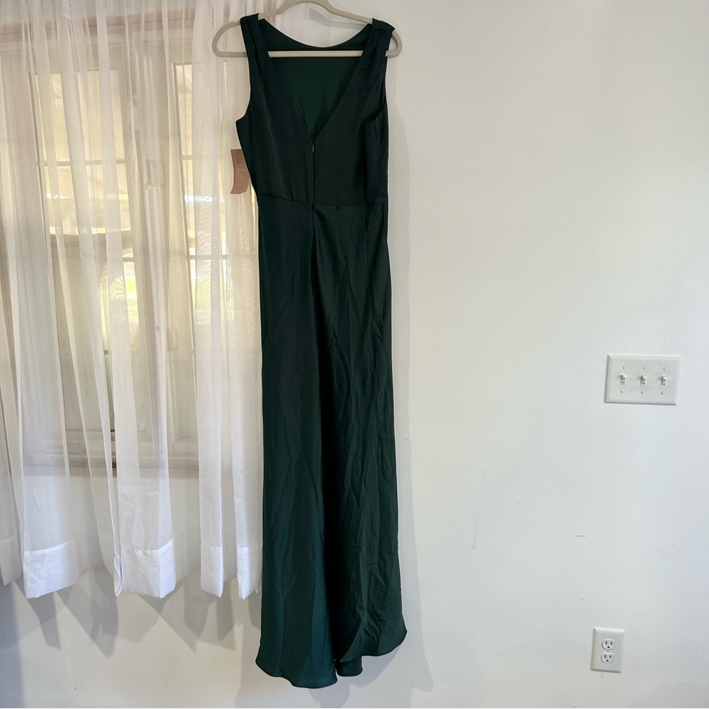 NEW BHLDN Beckett Satin Charmeuse Maxi Dress Dark Green Anthropologie NWT - Picture 6 of 9